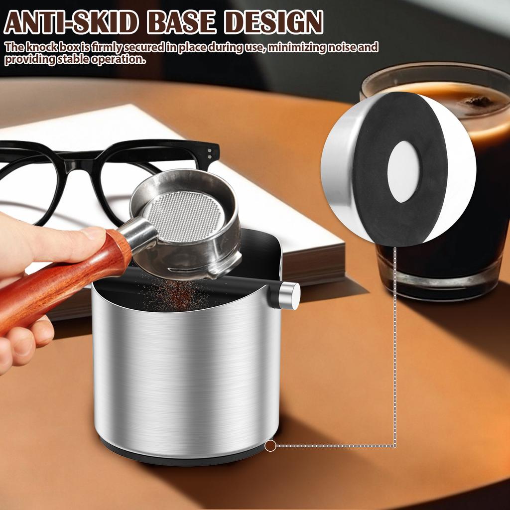 Coffee Knock Box Stainless Steel Espresso Knock Boxes with Non Slip Base Large or Small Coffee Ground Knock Box for Home Office