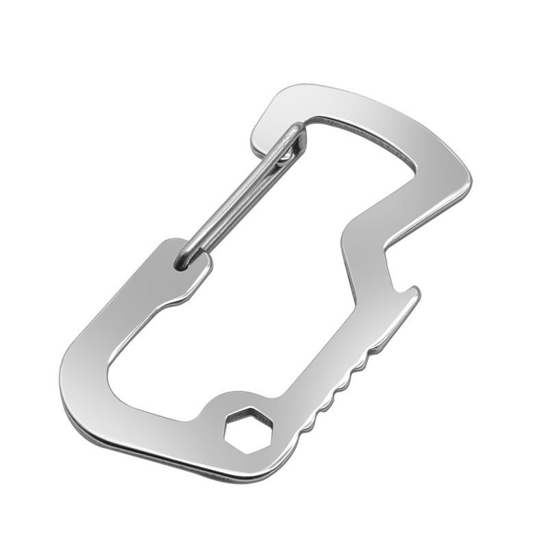 Multi-Function Bottle Opener Keychain with Carabiner & Quick Release D-ring