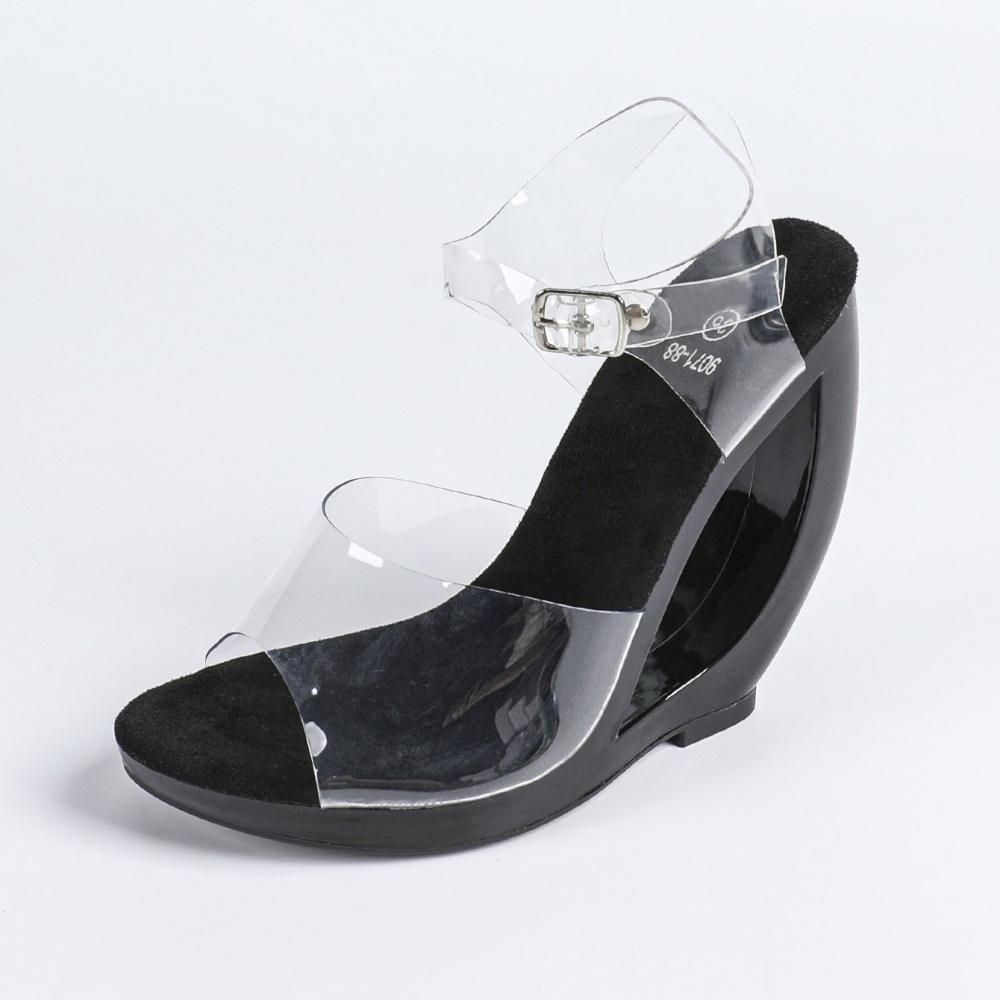 Women's Thick Heel Sandals - Transparent One-Strap Slip-On High Heels Crystal Heel, Outdoor-Wear Open-Toe Sandals LFD-907188-1