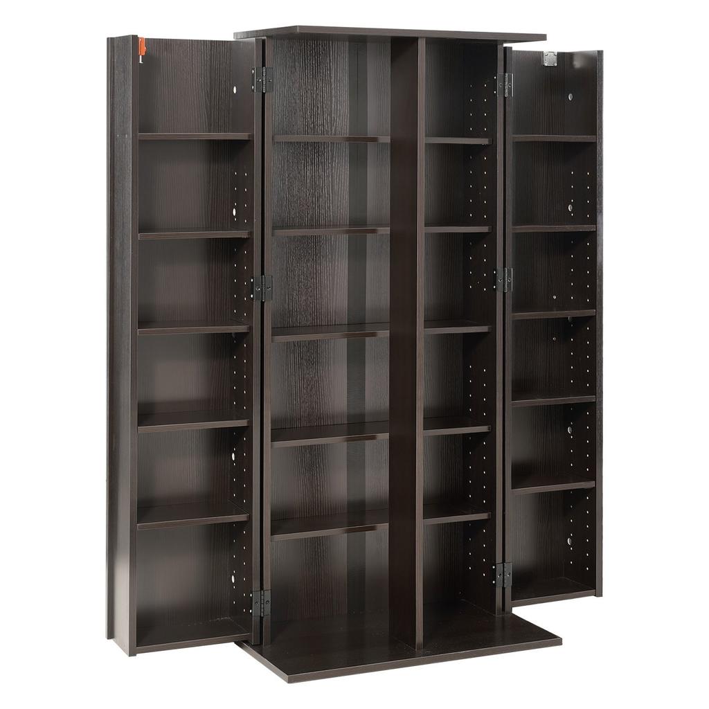 Media Storage Cabinet, 6-Tier DVD Shelf Organizer, 610 X 368 X 1270 Mm Multimedia Storage Organizer for CDs, DVDs, Books, Games, CD Shelf for Living
