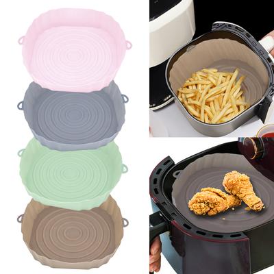 Silikonform zum Backen im Heißluftfritteusenofen für die Backplatte im Ofen, wiederverwendbare Form für den Innentopf der Heißluftfritteuse, Werkzeuge, leicht zu reinigende, antihaftbeschichtete Pfanne
