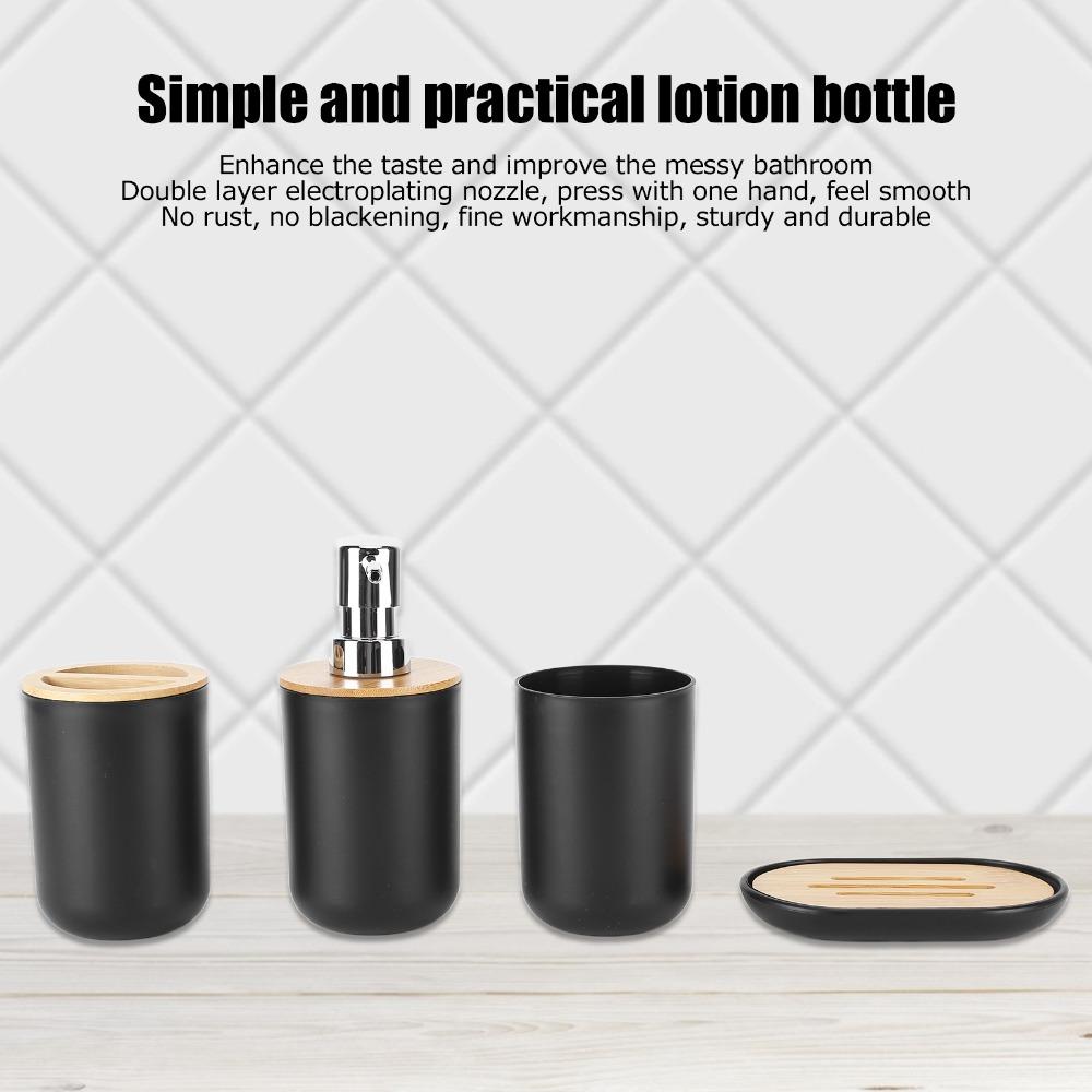 4-Piece Bathroom Accessory Set Plastic Bamboo Bathroom Supplies Set  Washroom Bathroom Counter
