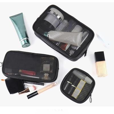 Mesh Visible Large Capacity Kosmetiktaschen Reise Schwarz Make-up-Taschen Lippenstift Pinsel Toilettenartikel Organizer Waschen Aufbewahrungskoffer