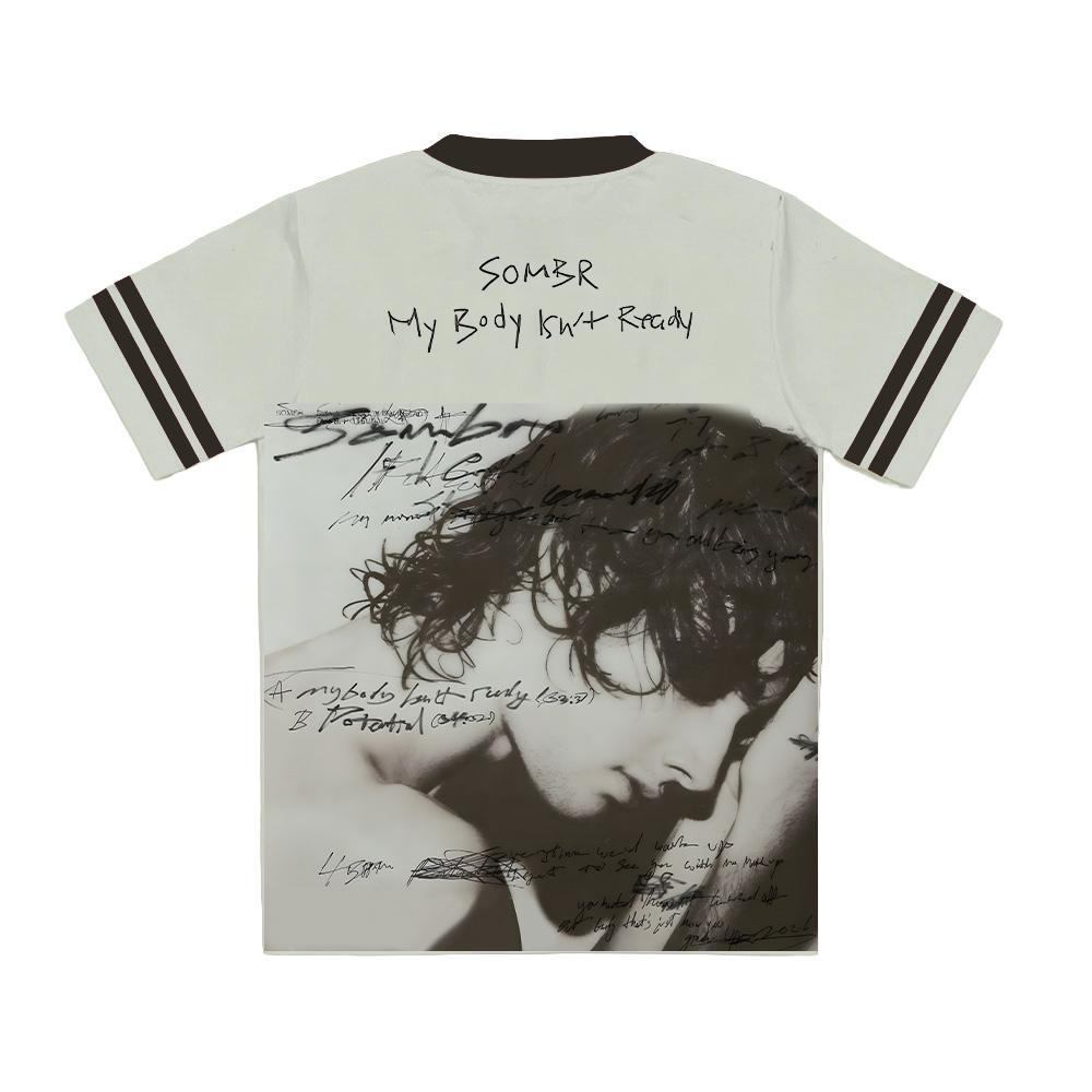 Sombr Mein Körper ist nicht bereit Netz-Trikot Retro Vintage Print T-Shirt Herren Damen Mode Lässig Kurzarm O-Ausschnitt Oberteil Y2K Streetwear