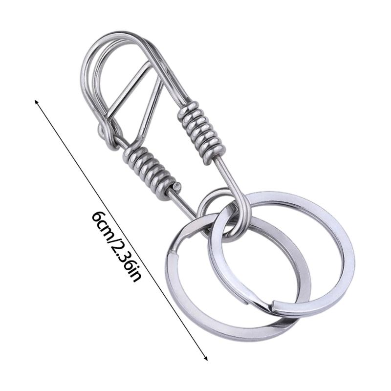 Stainless Steel Keychain Portable Rustproof Double Rings Designs for Traveler and Professionals