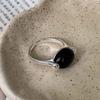 Vintage Black Stone Oval Open Rings for Women Men Fashion Zinc Alloy Color Metal Geometric Adjustable Couple Rings Zircon Gifts