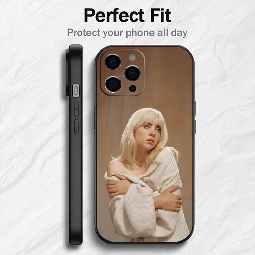 Billie Singer E-Eilish WILDFLOWER Phone Case For iPhone17,16,15,14,13,12 Plus,Max Soft Silicone Black Cover
