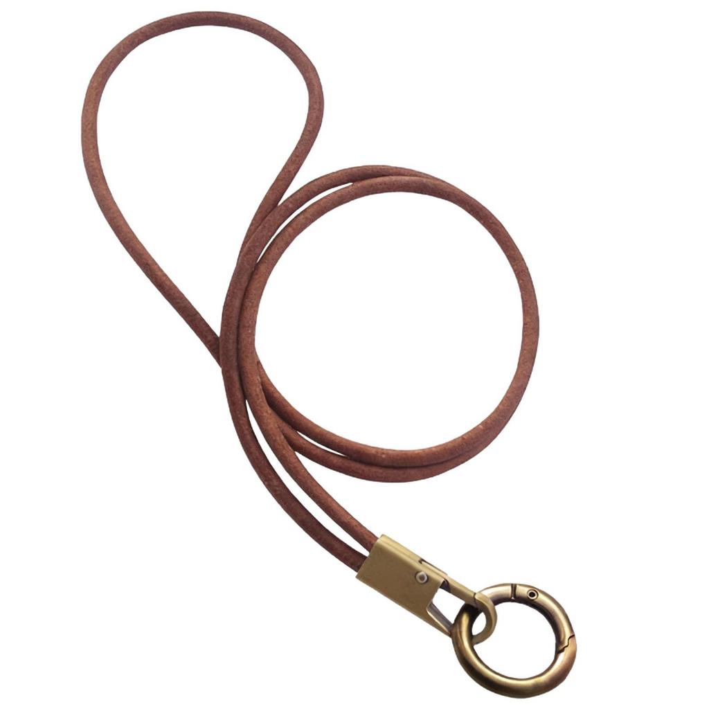 Vintage Cowhide Rope Keychain: Durable Anti-Lost Phone & ID Neck Lanyard with Spring Ring.