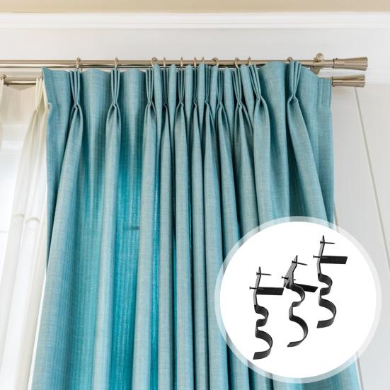 3Pcs/Set Curtain Rod Brackets No Drill Curtain Rod Holders with Center Support Heavy-Duty Brackets Fit 2 Sizes of Curtain Rods for Blackout Curtains