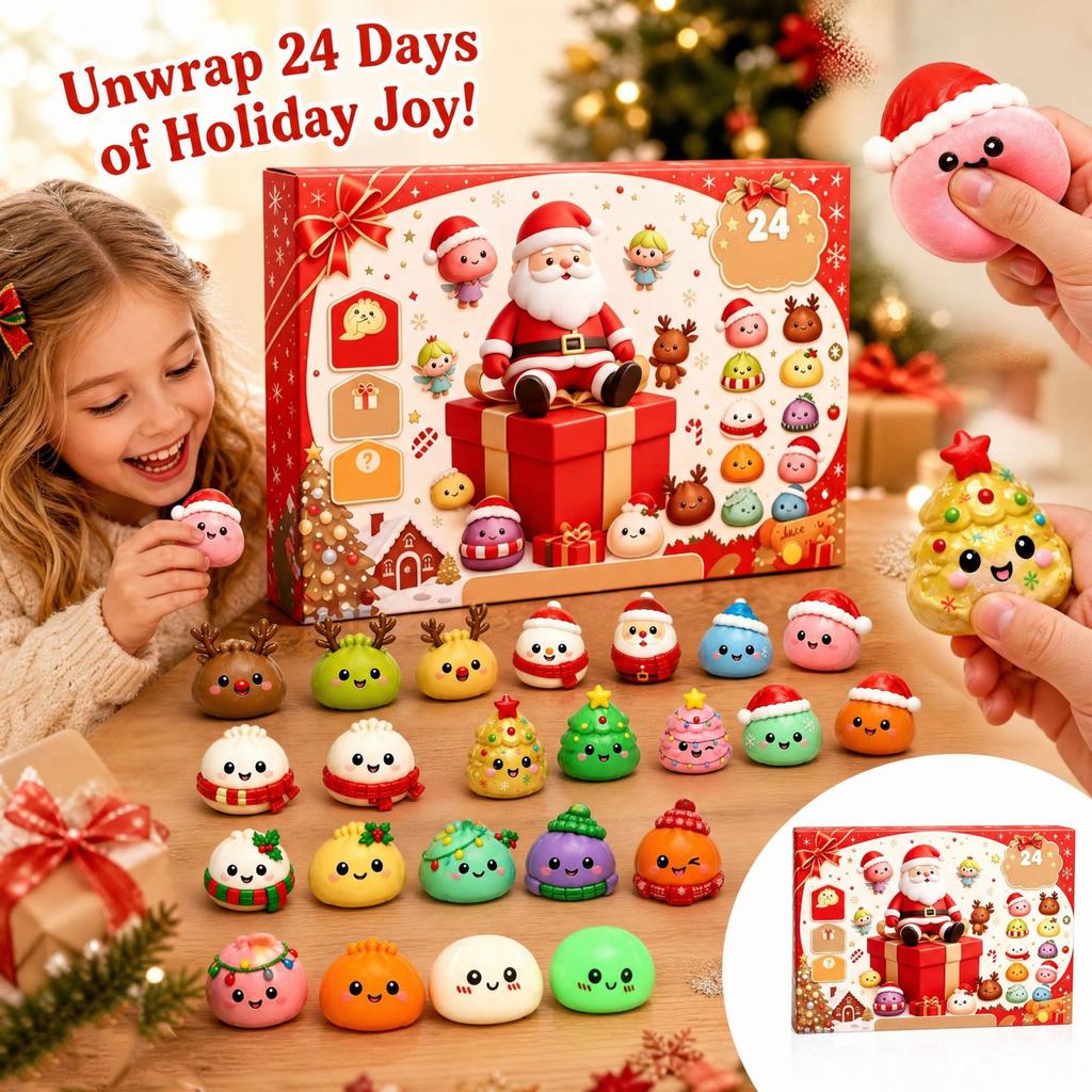 3D Christmas Advent Calendar for Kids - Cute Toys, Holiday Countdown Stress Gift Box