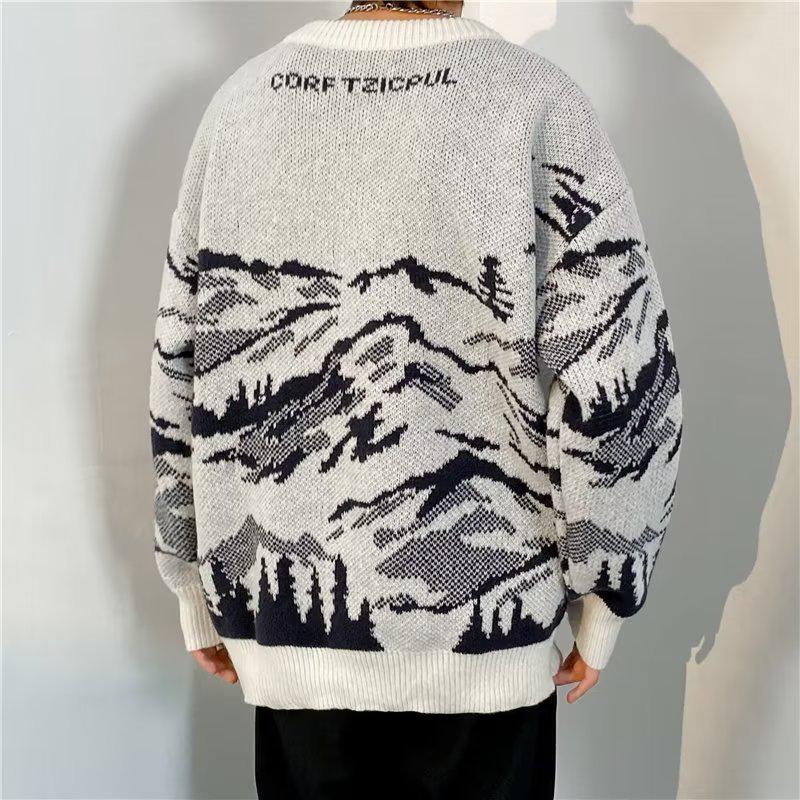 Herren Schneeberg Grobstrick Pullover: Dick, Schwer, Rundhals, Japanischer & Hongkonger Stil für Herbst/Winter.