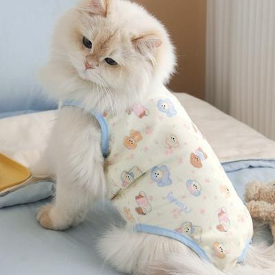 Hohe Elastizität Katze Sterilisationsanzug Atmungsaktiv Weich Katze Erholungskleidung Hundemuster Bequem Katze Overall Haustierpflege
