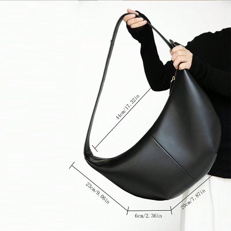 2026 New Women's Black Crescent Bag High Quality PU Leather Minimalist Underarm Shoulder Crossbody Dumpling Bag for Daily Use