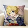 Mika Genshin Game Cushion Cover Natural Linen Organic Fabric DoubleSided Printing Room Sofa Decor Pillow Case