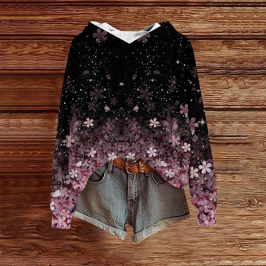 Sweatshirts For Women Knit Sweater Cute Shirt Fall Pullover Hooded Sweatshirt