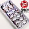 7-piece Women's Large Square Reading Glasses with Spring Hinges, Retro Style, Comfortable Fit, 1.0 To 4.0 Diopters