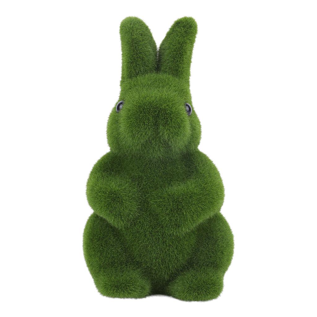 2Pcs Decorative Artificial Grass Bunny Figure Flocking Moss Rabbit Statue Easter & Spring Atmosphere Decor for Home Garden Patio