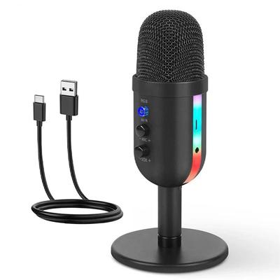 ABUO-RGB Gaming Microphone For PC Computer Recording USB Condenser Microphone Podcasters Be Influencers Gamers Studio Mic Easy T