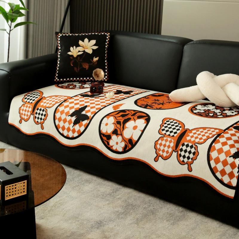 

Light luxury chenille special-shaped leather sofa cushion 2025 new four-season universal high-end one-piece straight seat cushion towel 90*70cm