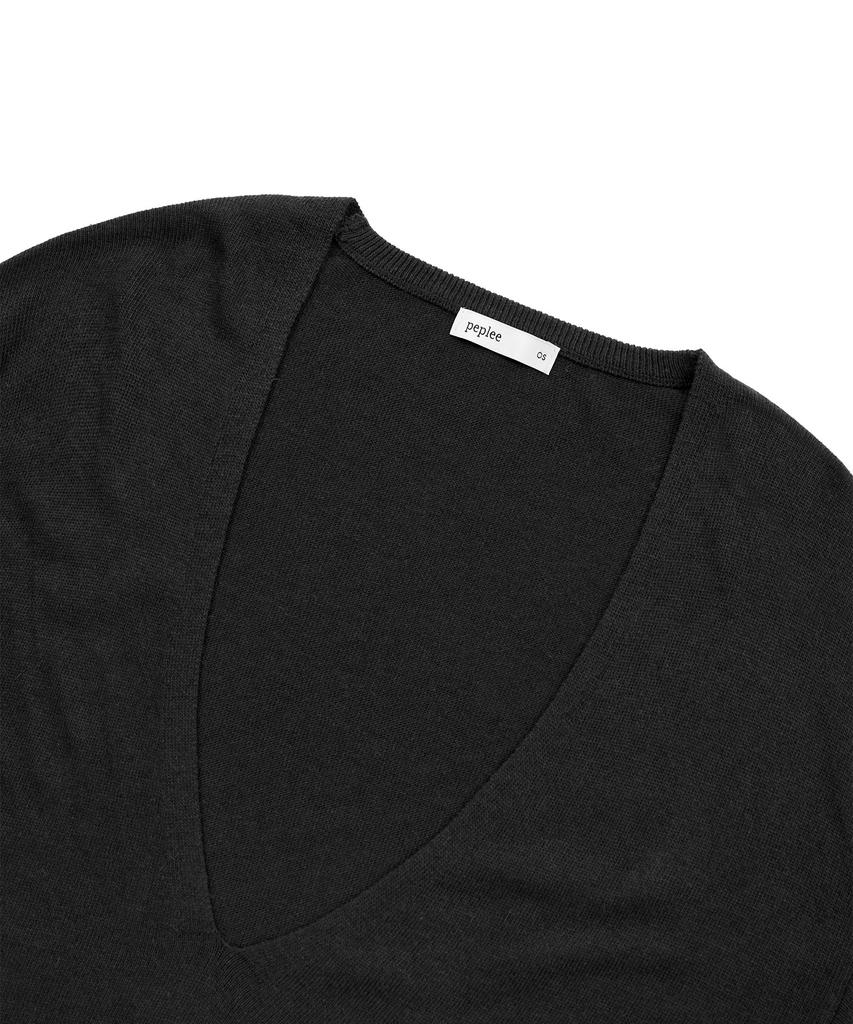 PEPLEE Deep V-Neck Knit (Black)