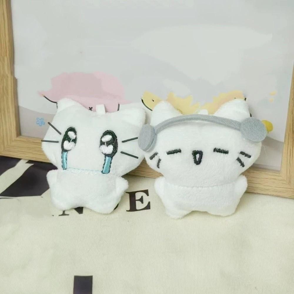 Bag Hanging Earphones Cat Pendant Funny Key Ring Bag Hanging Sad Cat Doll Keychain  Friendship