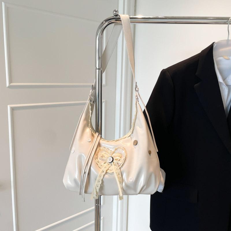 

Нишевая сумка женская большой вместимости новая летняя повседневная на плечо мессенджер сумка для通勤 сумка-пельмень белый