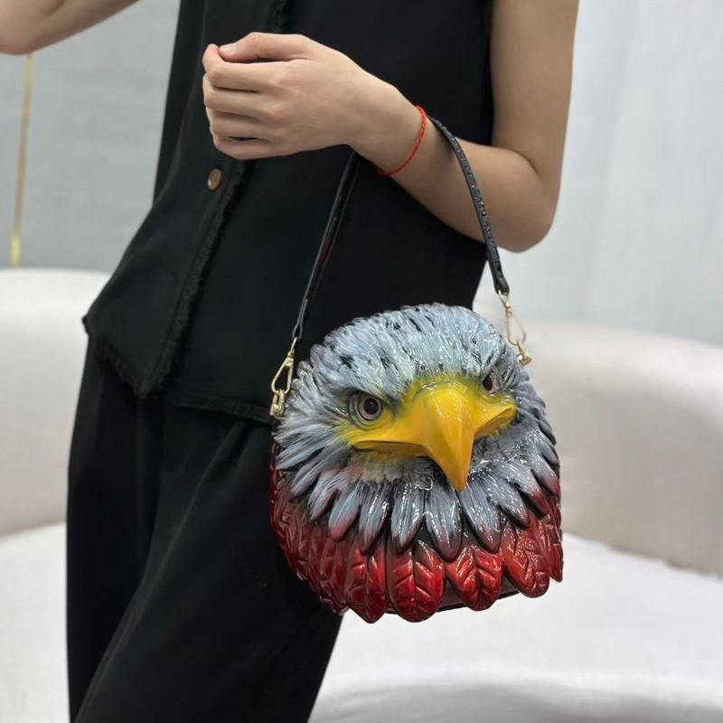 2025 Modieus Ontwerp Unieke 3D Adelaarskop Dames Handtassen Hoge Kwaliteit Halloween Tas Grappige Vorm Crossbody Schoudertas
