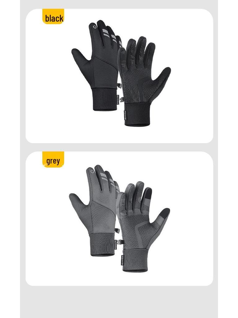 Odblaskowe Ciepłe Flanelowe Wodoodporne Rękawice do Roweru i Nart z Funkcją Ekranu Dotykowego