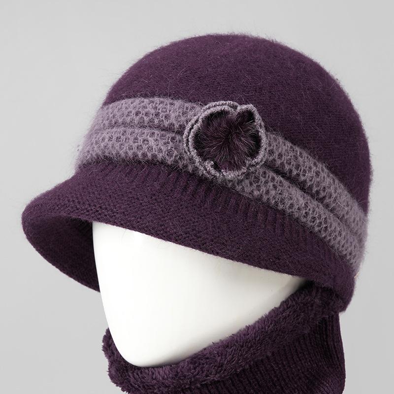 Autumn and winter hats, women's wool hats, winter velvet warm and cold-proof knitted hats