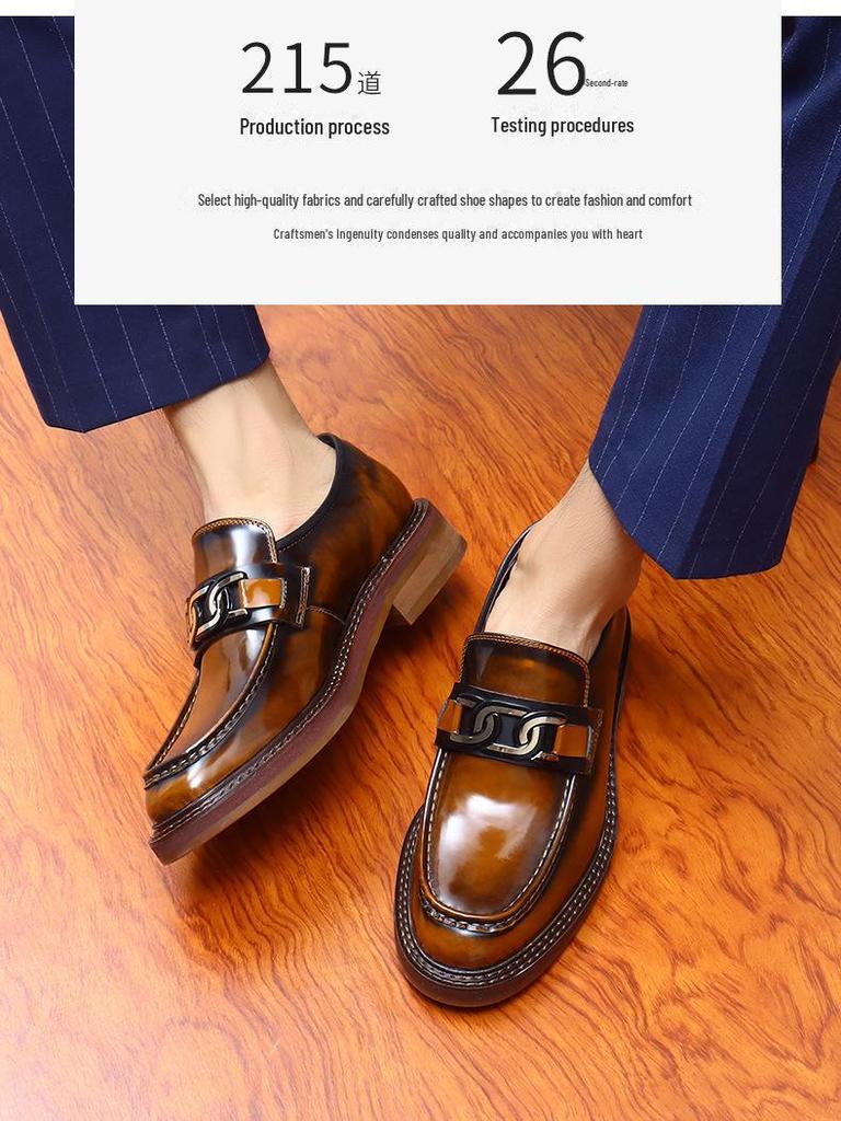 Męskie mokasyny wsuwane VIP z prawdziwej skóry, biznesowo-casualowe, z grubszymi podeszwami z bydlęcej skóry