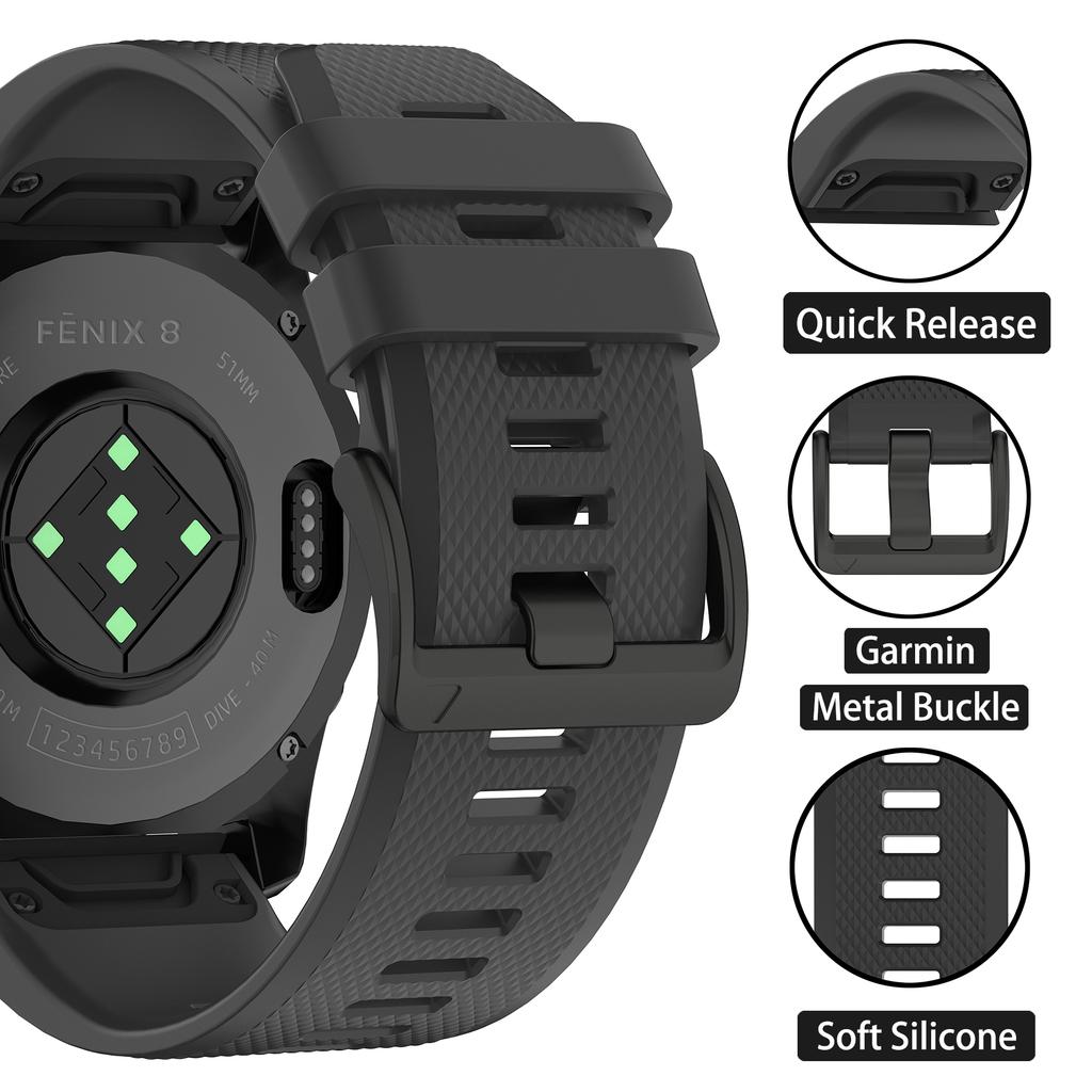 22/26mm Quickfit Watch Strap for Garmin Fenix 8 Pro 47mm 51mm E 7 7X/Epix Pro/MARQ/Enduro 3 970 965 Bracelet Silicone Wrist Band