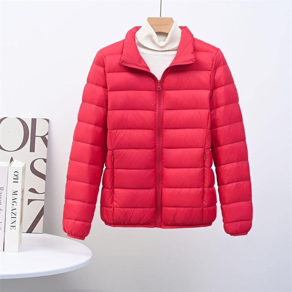 2025 Jesień/Zima Kurtka Puchowa Lekka ze Stójką w Dużym Rozmiarze - Wyszczuplająca Odzież Wierzchnia Casual dla Kobiet