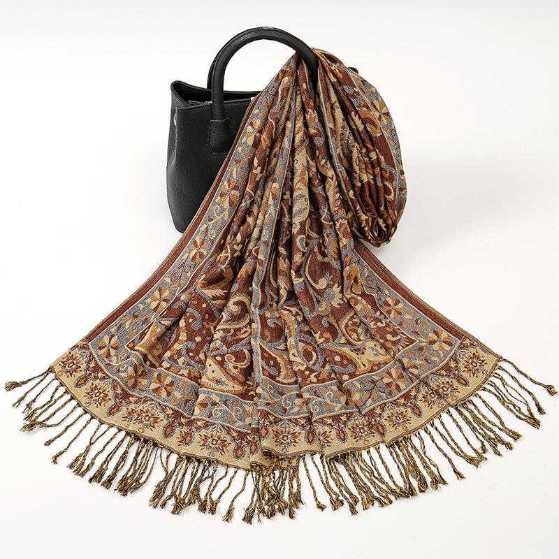 Women's Luxury Autumn Cashmere Printed Jacquard Shawl Scarf