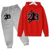 Autumn Winter Basketball #23 Silhouette Printed Hoodies Sweatpants Set Fashionable Casual Warm Sports Long Sleeved Pants Men's Sport Wear