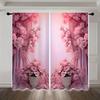 2pcs - Romantic Pink Printed curtains, appropriate used for home decoration in bedrooms and family rooms Durable Material