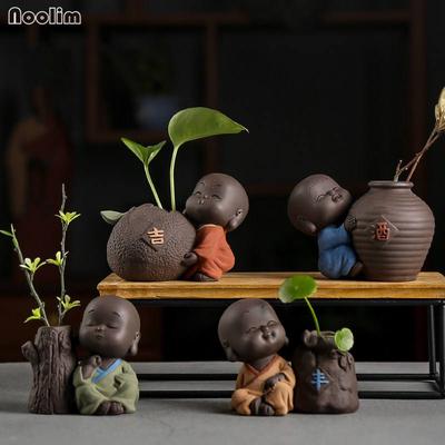 Retro Zen Pequeno Vaso Monge Personalidade Criativa Planta Hidropônica Flor Seca Recipiente Scindapsus