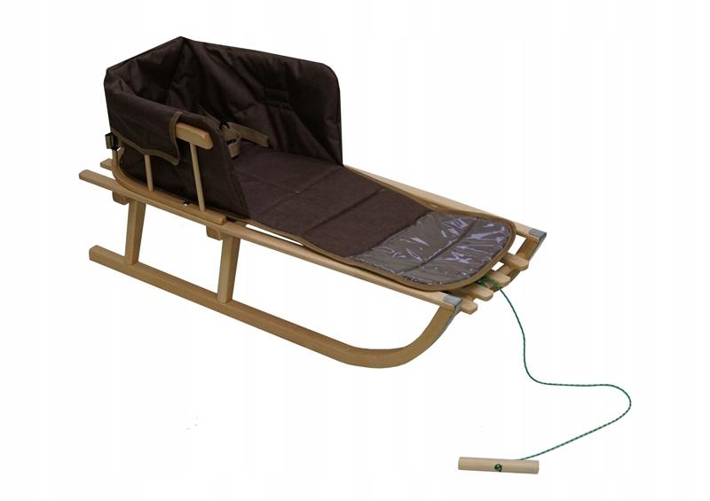 Wooden Sled With Backrest And Mattress For Children, Traditional, Solid Pl