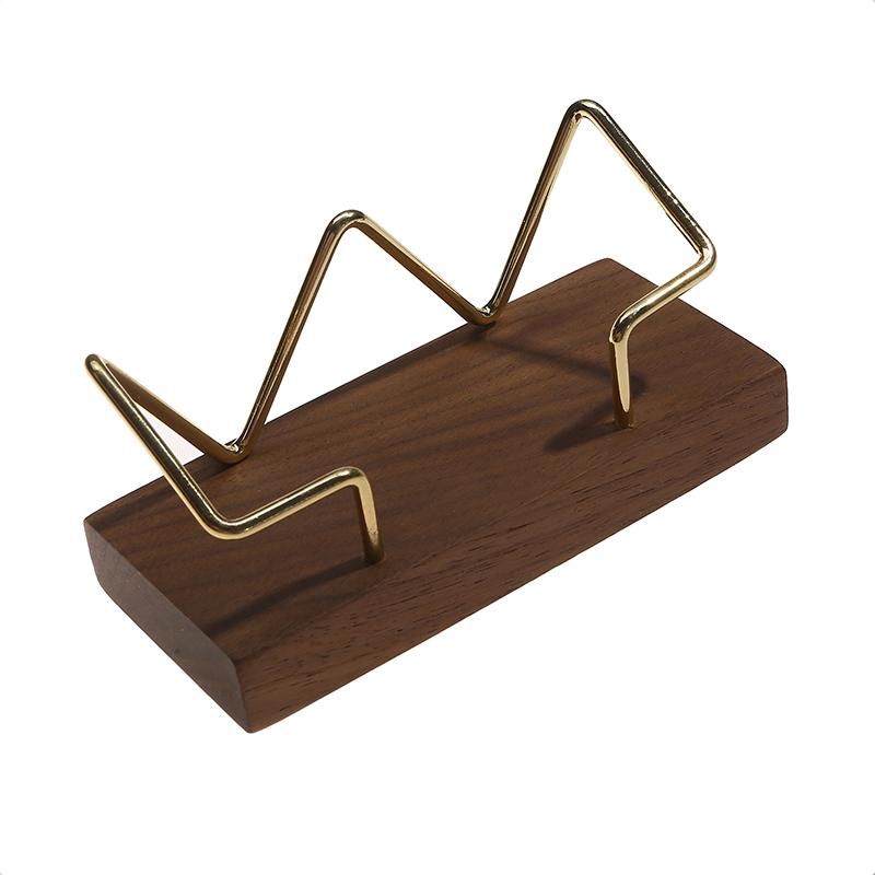 Card Storage Business Card Holder Walnut Wood Tabletop Shelf Wooden Card Rack Beech Wood Metal Cards Display Stand
