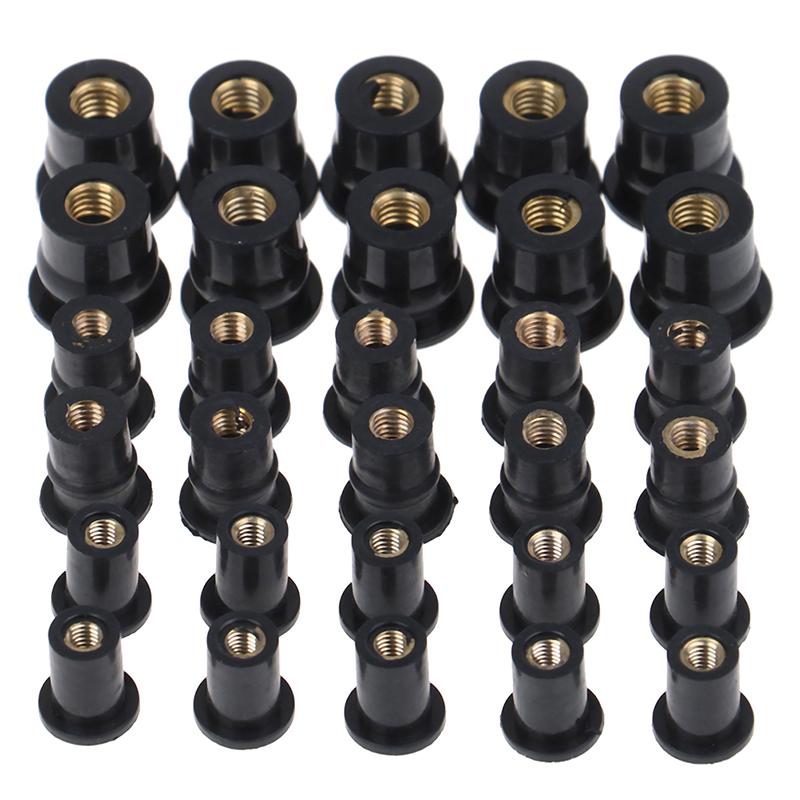 Qty 20 - M6 X 16mm Rubber Wellnuts With Brass Inserts - For Windscreen, Fairing, & Panel Mounting