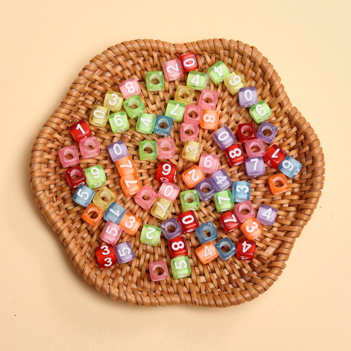 

80 шт. 5,5 мм акриловые 0-9 цветные арабские цифровые бусины кубические бусины DIY Изготовление ювелирных изделий браслет ожерелье брелок