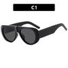 Fashion New Retro Oval Large Frame Sunglasses Wide Leg Jelly Color Personalized Design UV Resistant Sunglasses Female