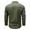 Men's Vintage Loose Fit Casual Work Shirt Long Sleeve Button Down Outdoor Utility Shirt with Multiple Pockets and Durable Fabric