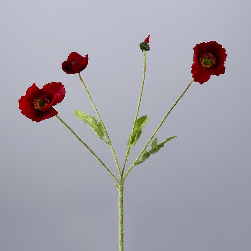 Poppy Artificial Flower Arrangement for Weddings and Home Decor - Silk, Flocked, Fake Ornament.