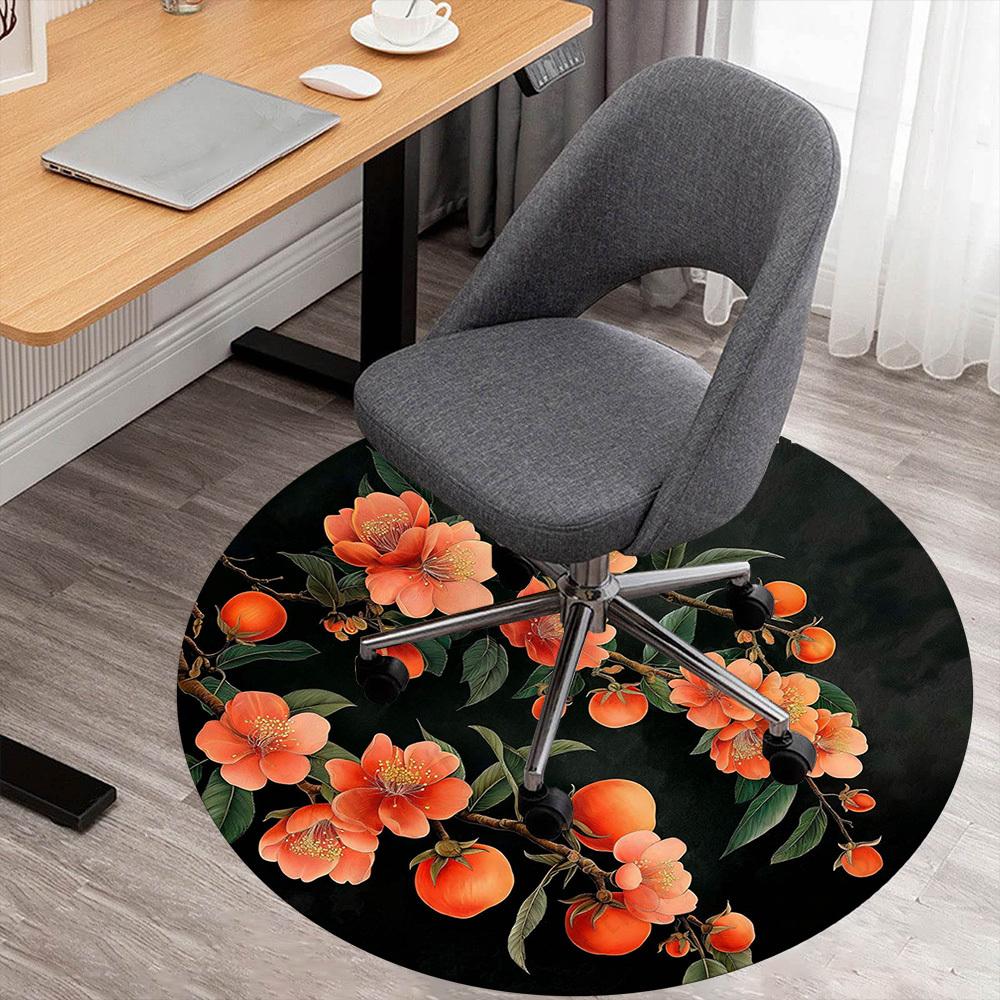 

1PC Floral Pattern Persimmon Branches Office Round Area Rug, Under Office Chairs Bedroom Living Room Home Decor, Carpet for Office -1110007 80cm by 80cm