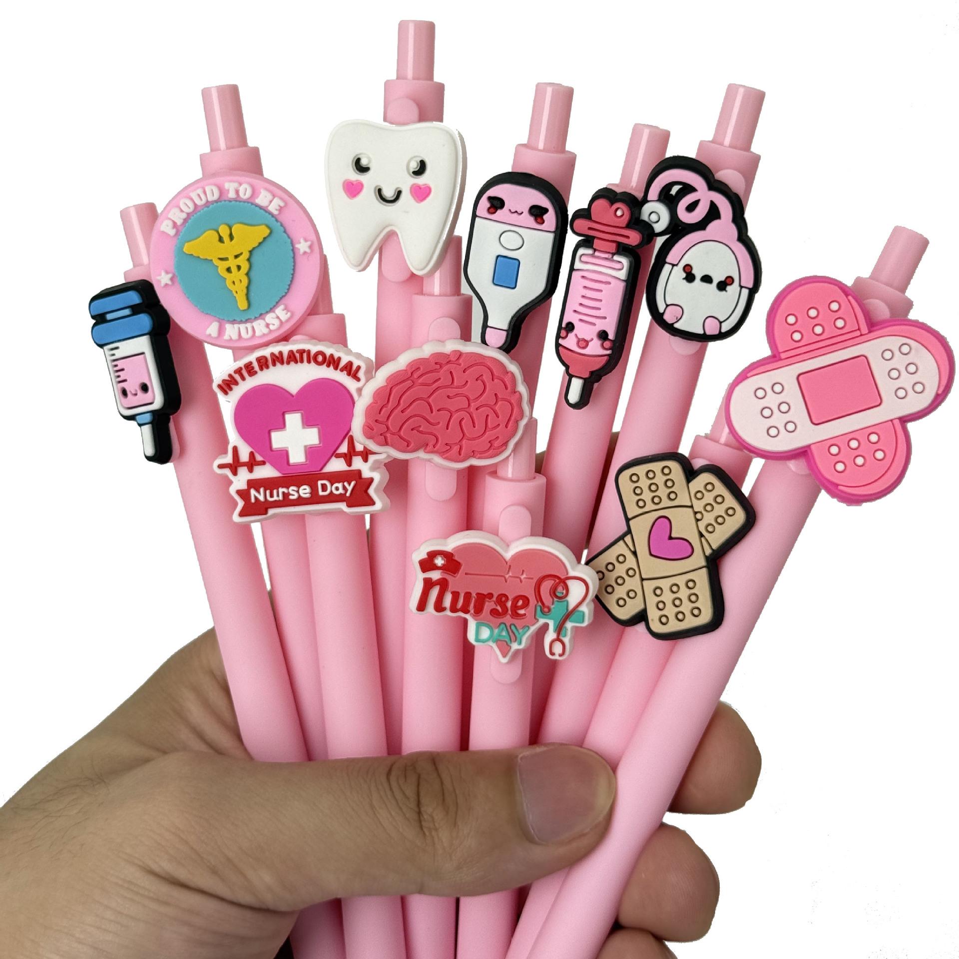 

10Pcs Pink Series Medical Pens, Quick-Dry Plastic Ballpoint Pens with Medium Tip, Suitable for Nurses and Healthcare Professionals, Retractable Closur Random style 10Pcs