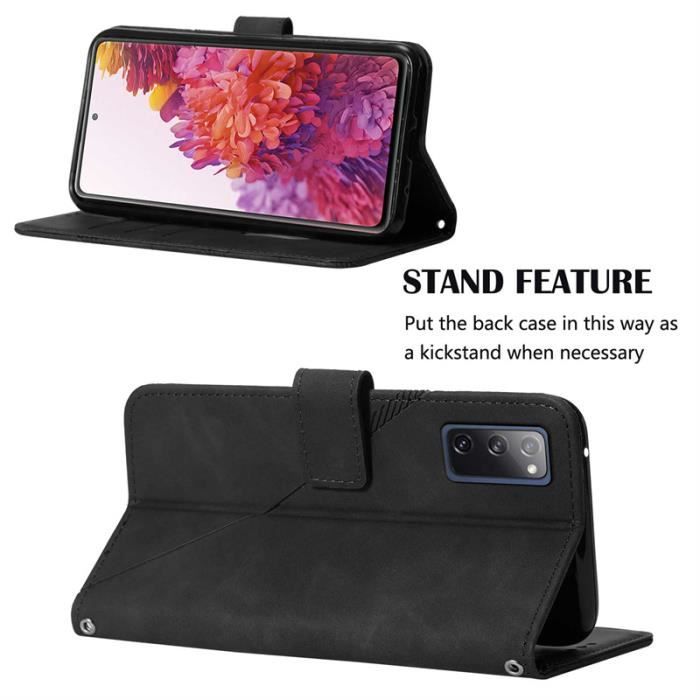 Verre trempé+Pour Samsung Galaxy S20 FE-S20 FE lite 6.5",Housse PU Cuir Portefeuille étui à rabat Housse - noir
