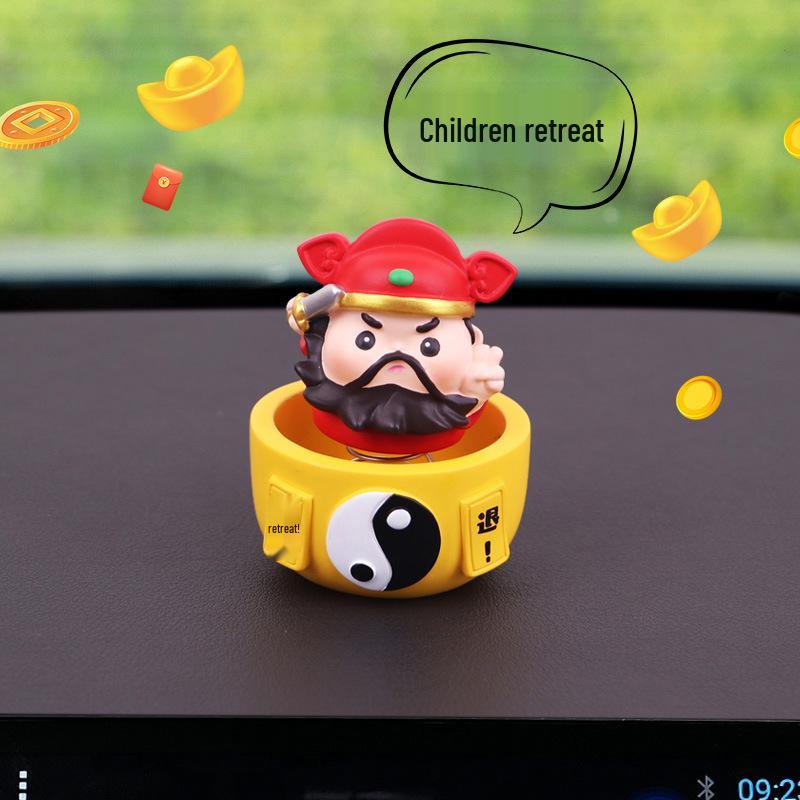 Mini Fortune God Bouncing Head Figurine for Car Dashboard Decoration