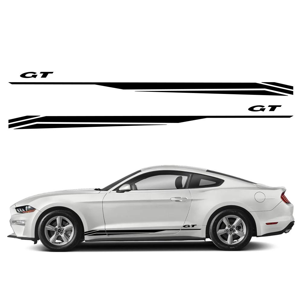 2Pcs Car Side Door Body DIY Vinyl Decals Decoration For Ford Mustang Coupe GT - Shelby GT500 GT350 Auto Styling Accessories