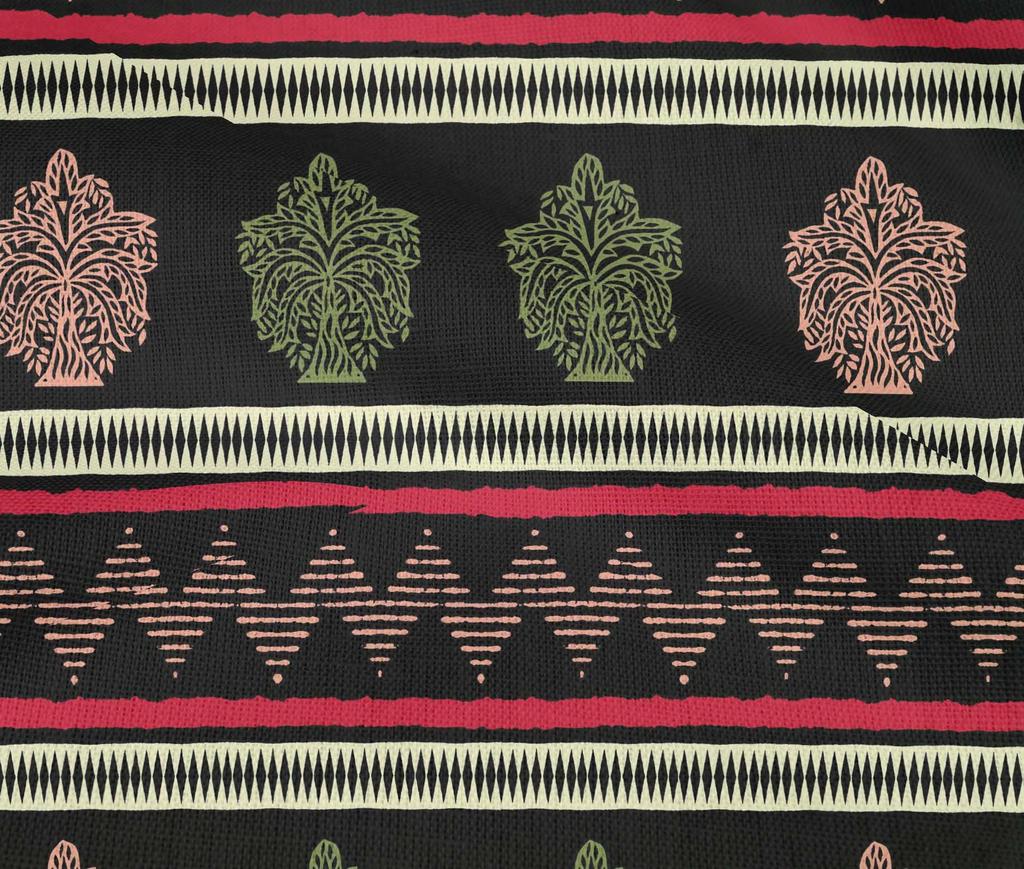 oneOone Bavlněná směsová látka Stripe|Chevron & Tree Block Dekorační látka Potištěná BTY 40 palců