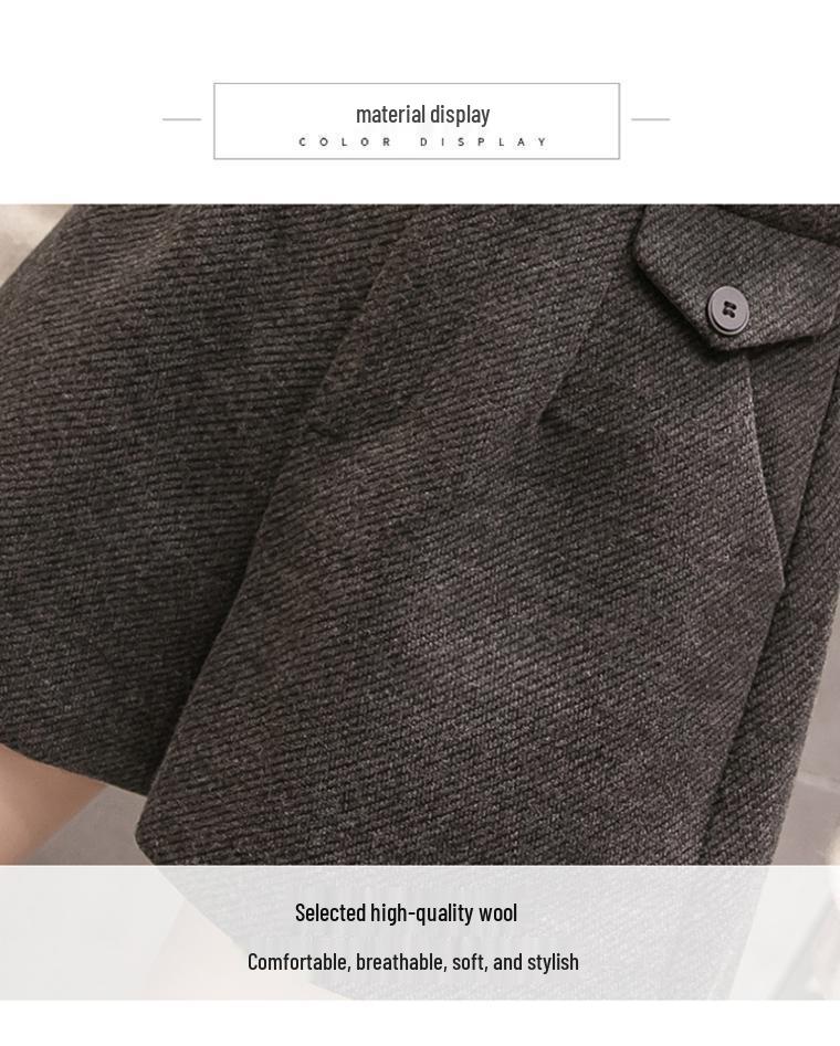 Women's Casual High-Waisted Wool-Blend Wide-Leg Shorts - Early Autumn/Winter 2026